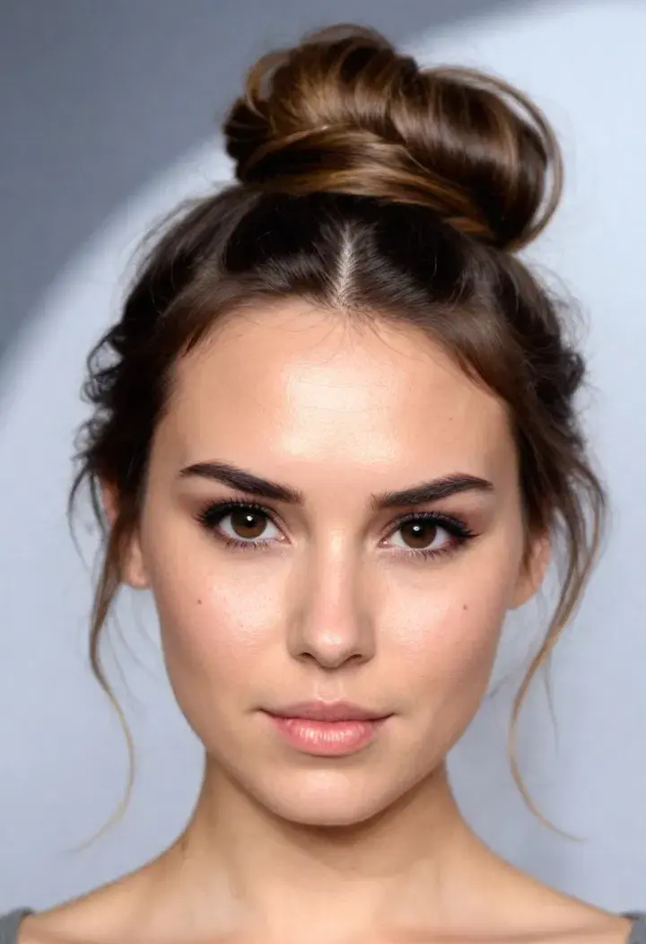  Messy Bun for Medium length hairstyle