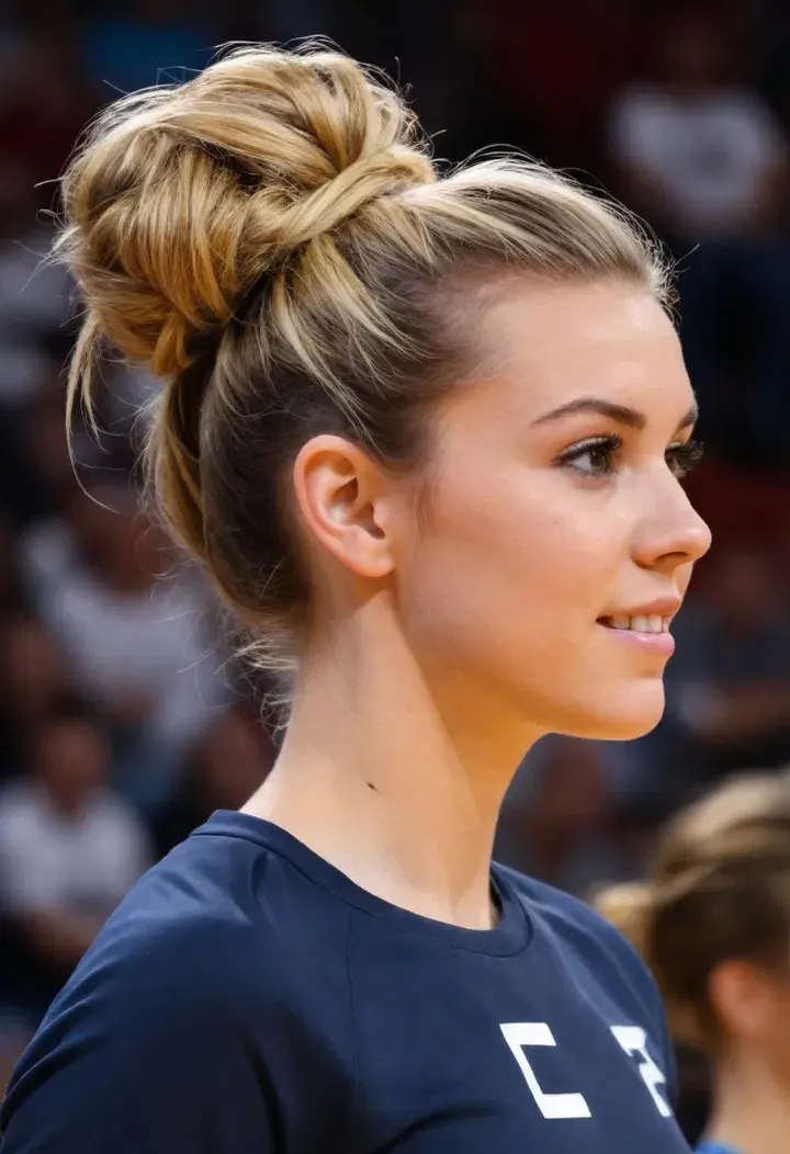  Messy Bun volleyball haircut
