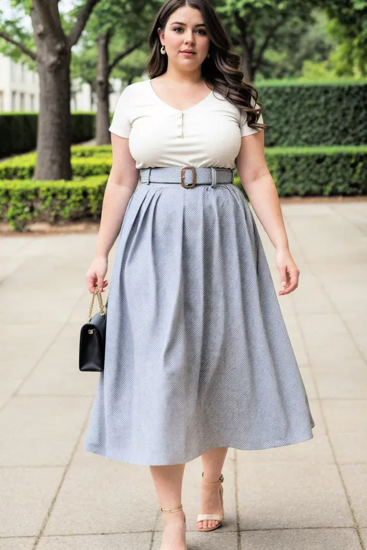  Midi Skirt with a Belted Waist