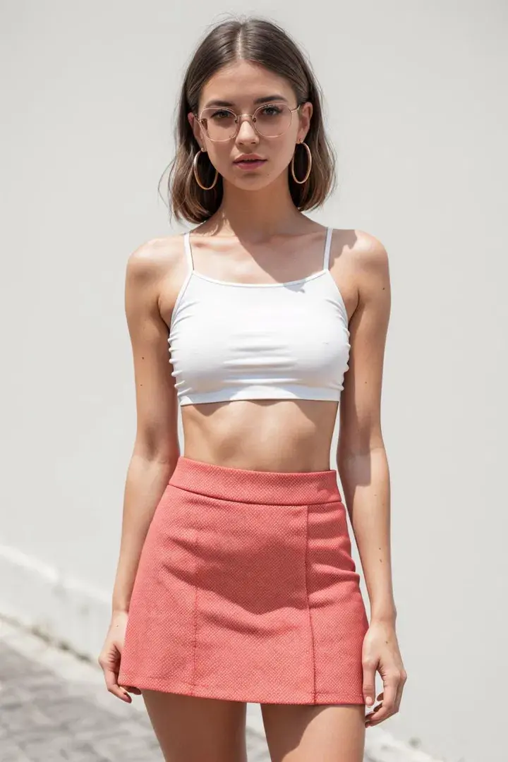 Mini Skirt with a Boxy Crop Top
