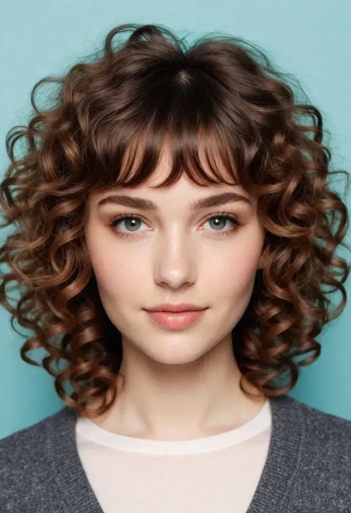Natural Curls with Bangs Hairstyle