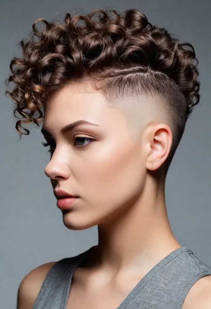 Natural Curls with Shaved Sides hairstyle for black women