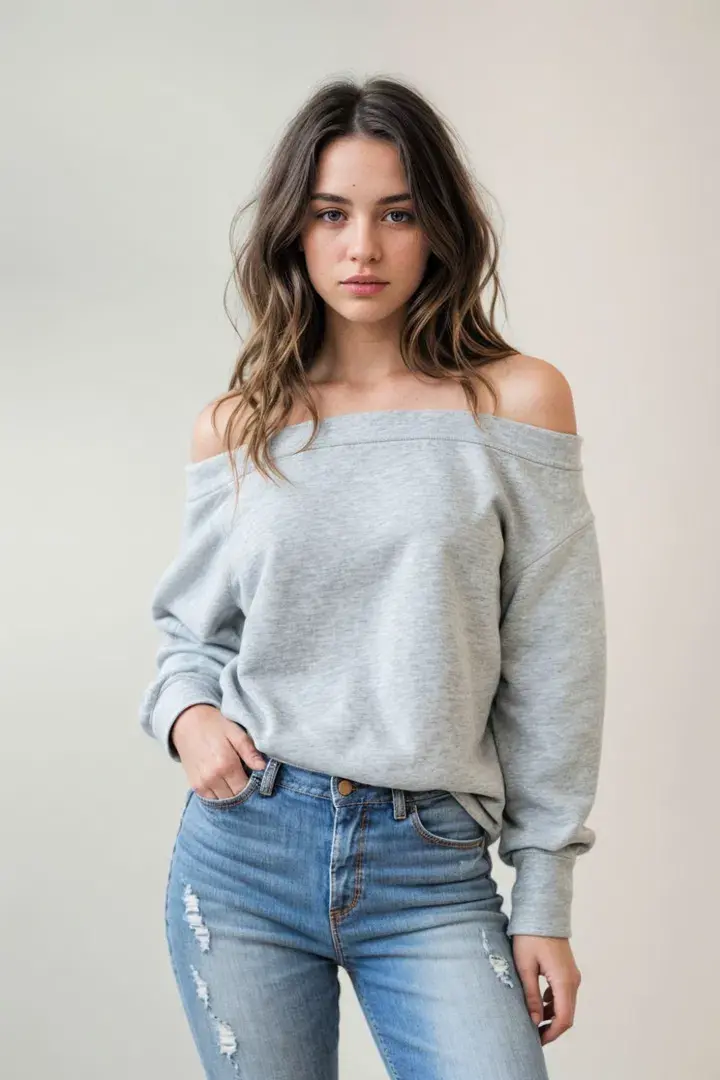  Off-the-Shoulder Sweatshirt