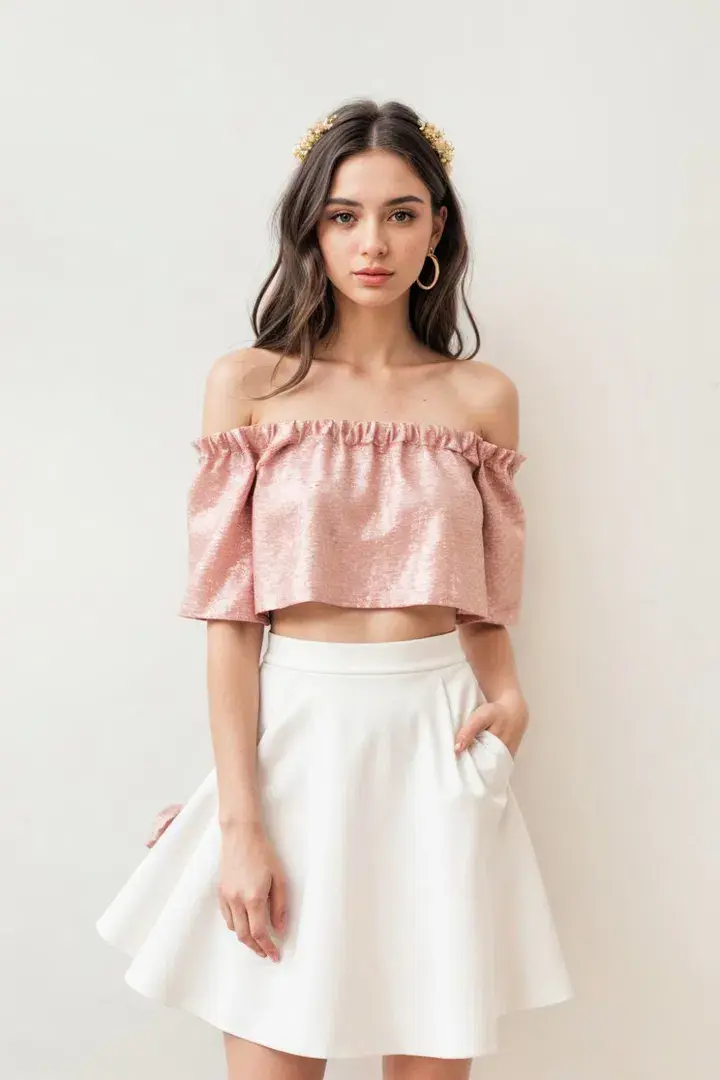 . Off-the-Shoulder Top with Midi Skirt