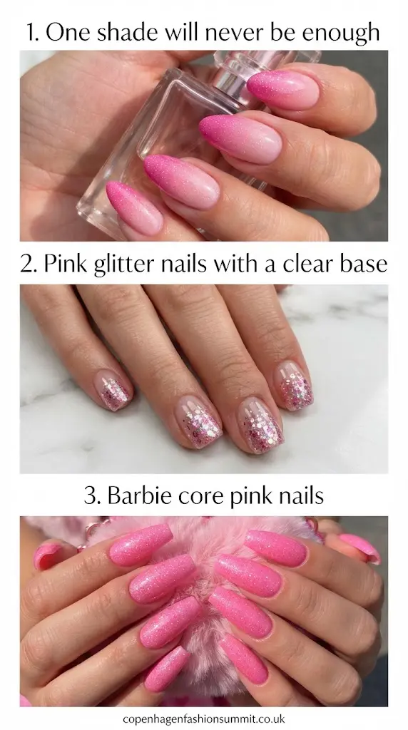 Pink Sparkly Nails Ideas Part 1