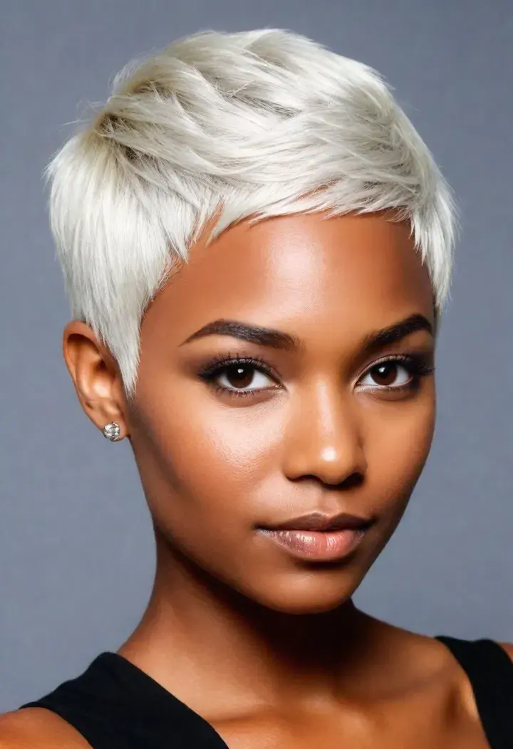  Platinum Blonde Pixie Cut