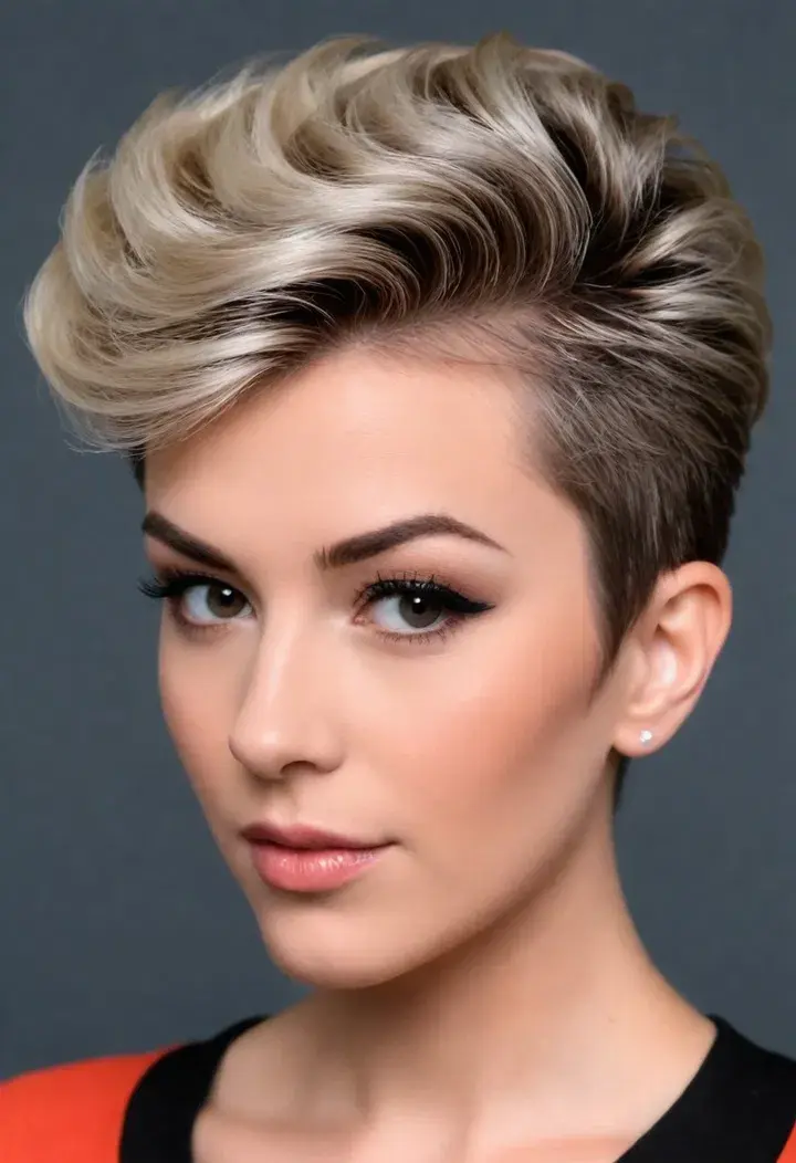 Pompadour Short Hairstyle For Women  