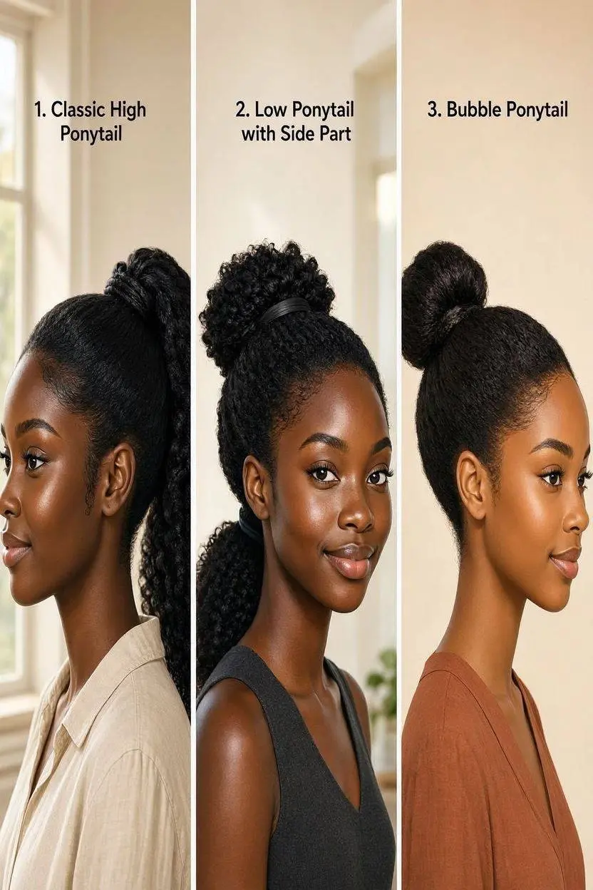 25 Bold and Beautiful Ponytail Hairstyles for Black Women 2 Ponytail Hairstyles for Natural Black Hair for Women part 1