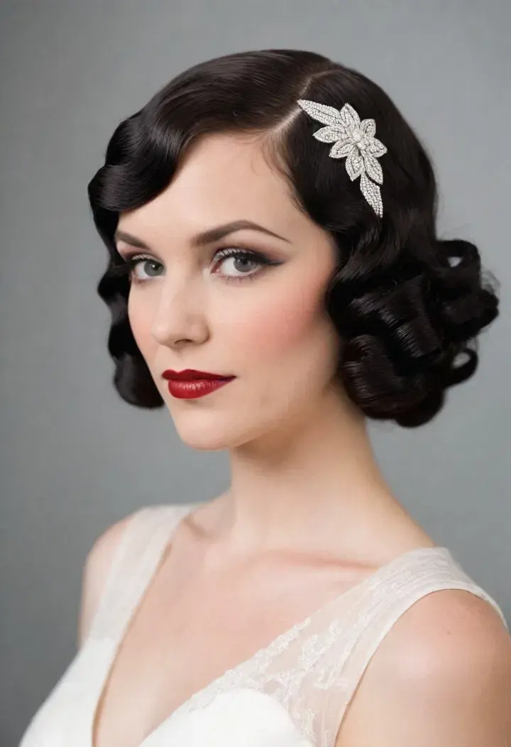 Retro Finger Waves Wedding Hairstyle