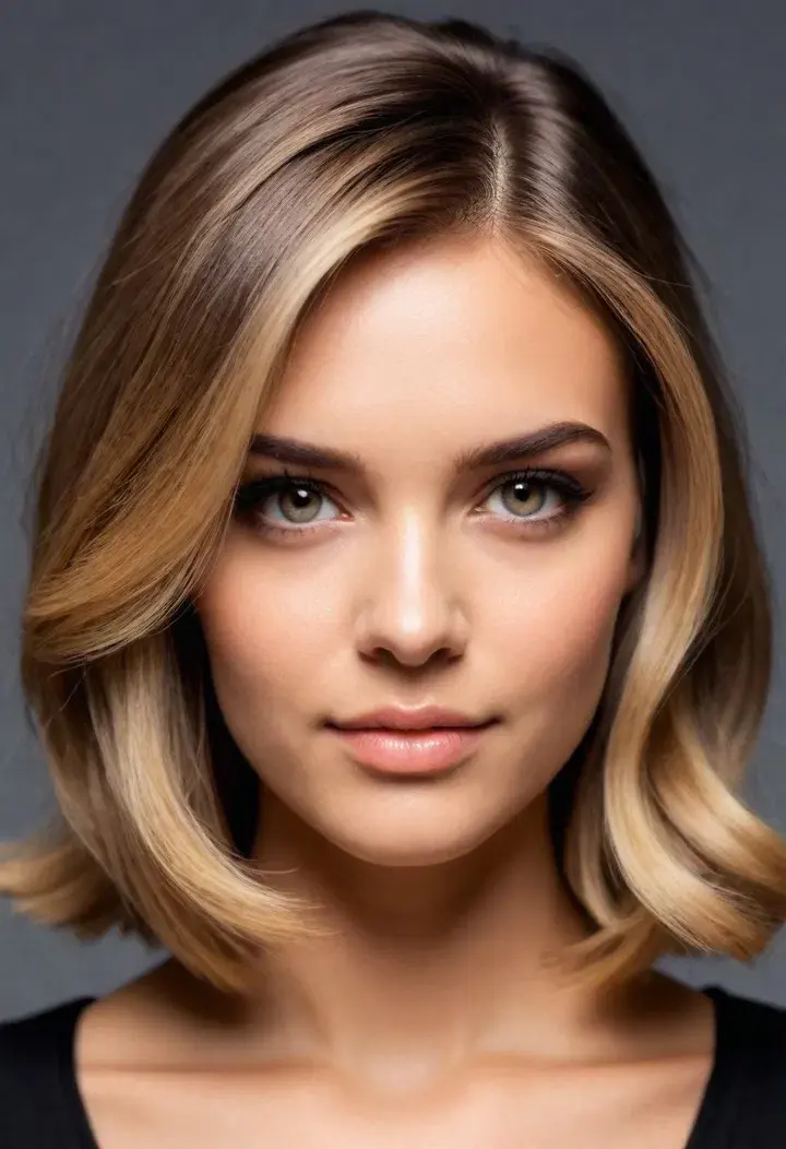  Side Part haircut for round face