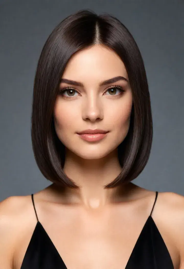  Sleek Long Bob haircut for around face