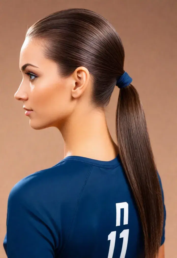 Sleek Low Ponytail volleyball haircut