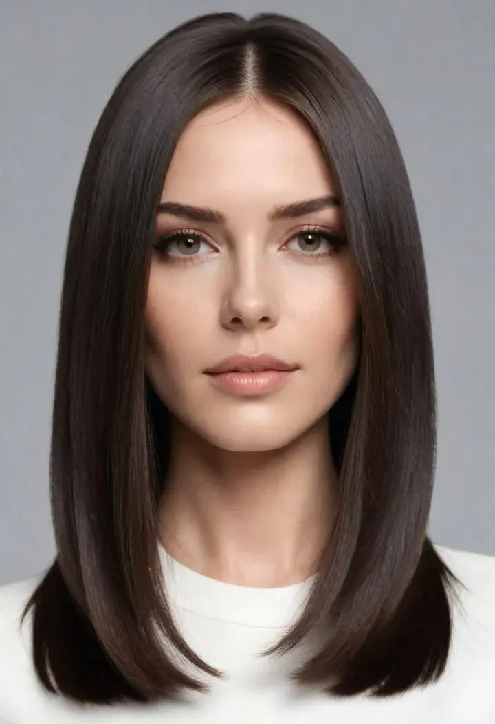 Sleek Mid-Length with Center Part for medium length hairstyle