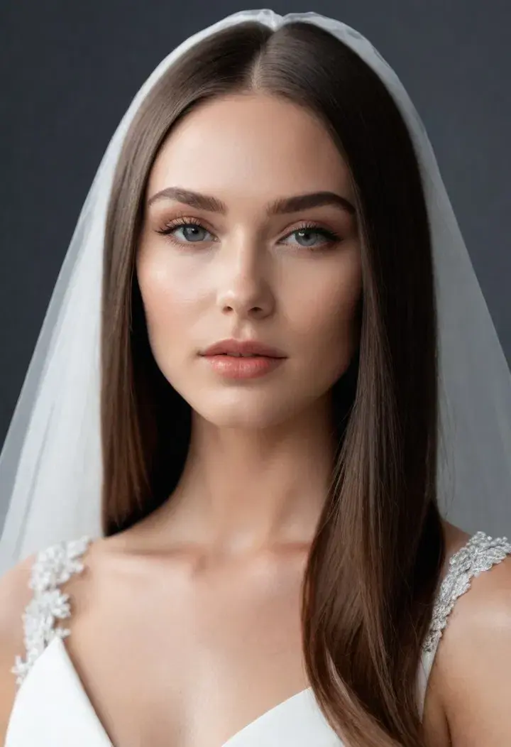 Sleek Middle Part Wedding Hairstyle