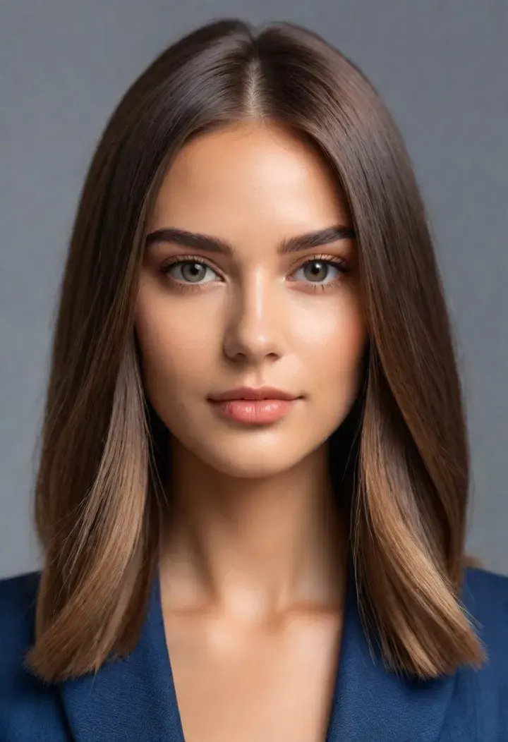  Sleek Middle Part haircut for round face