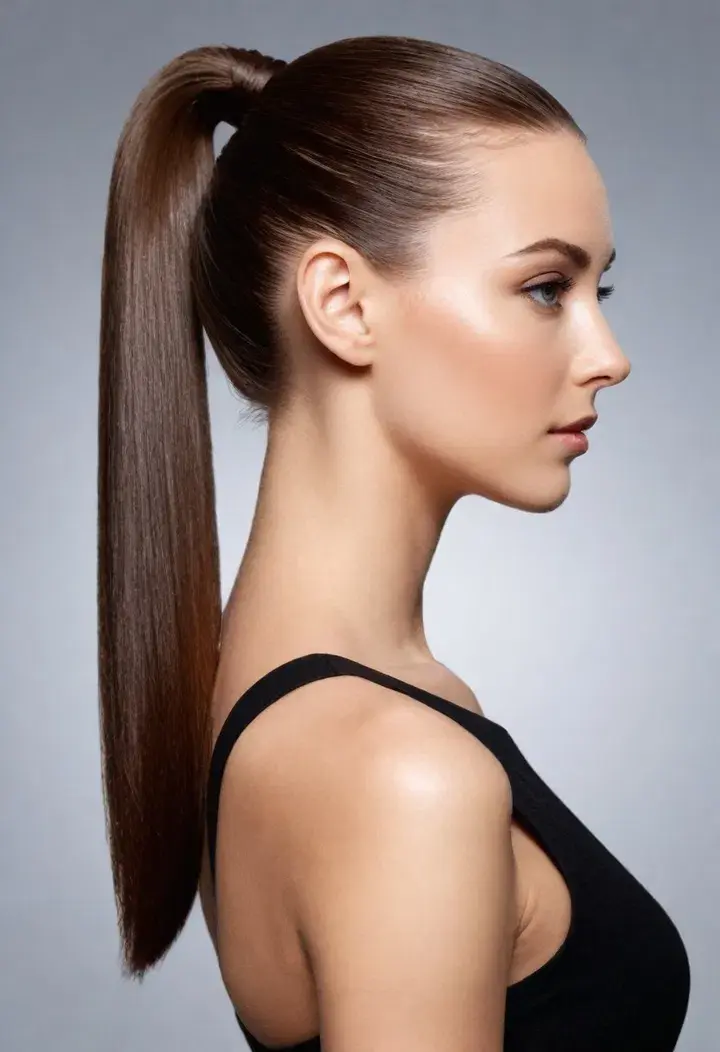 Sleek Ponytail for medium length hairstyle