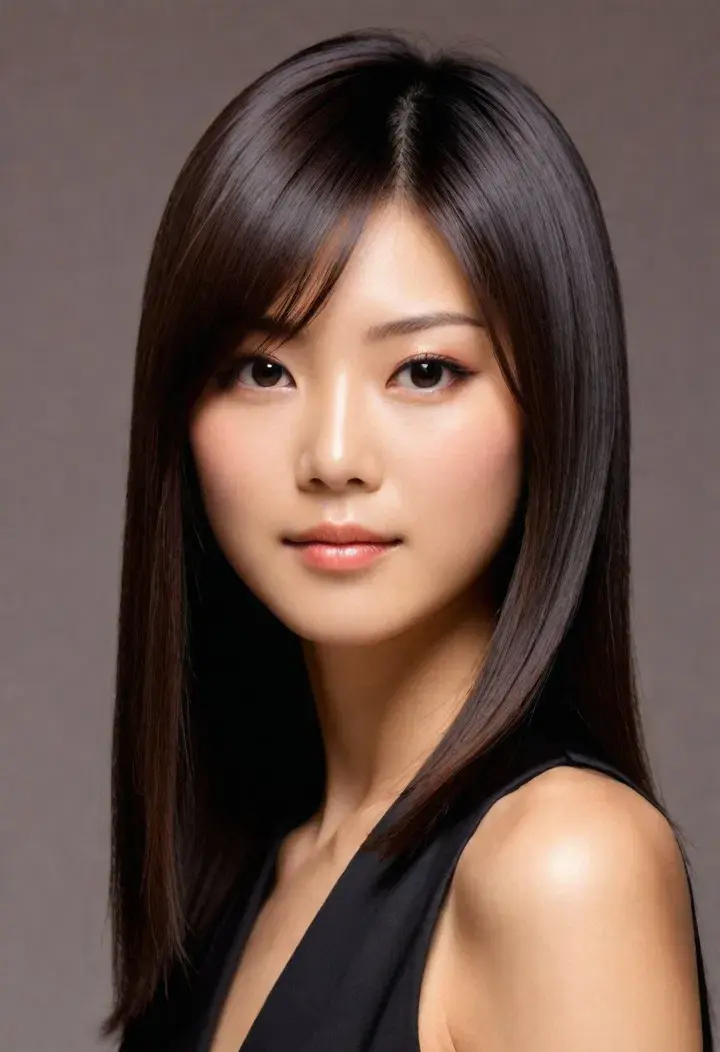 Sleek Straight Japanese hairstyle