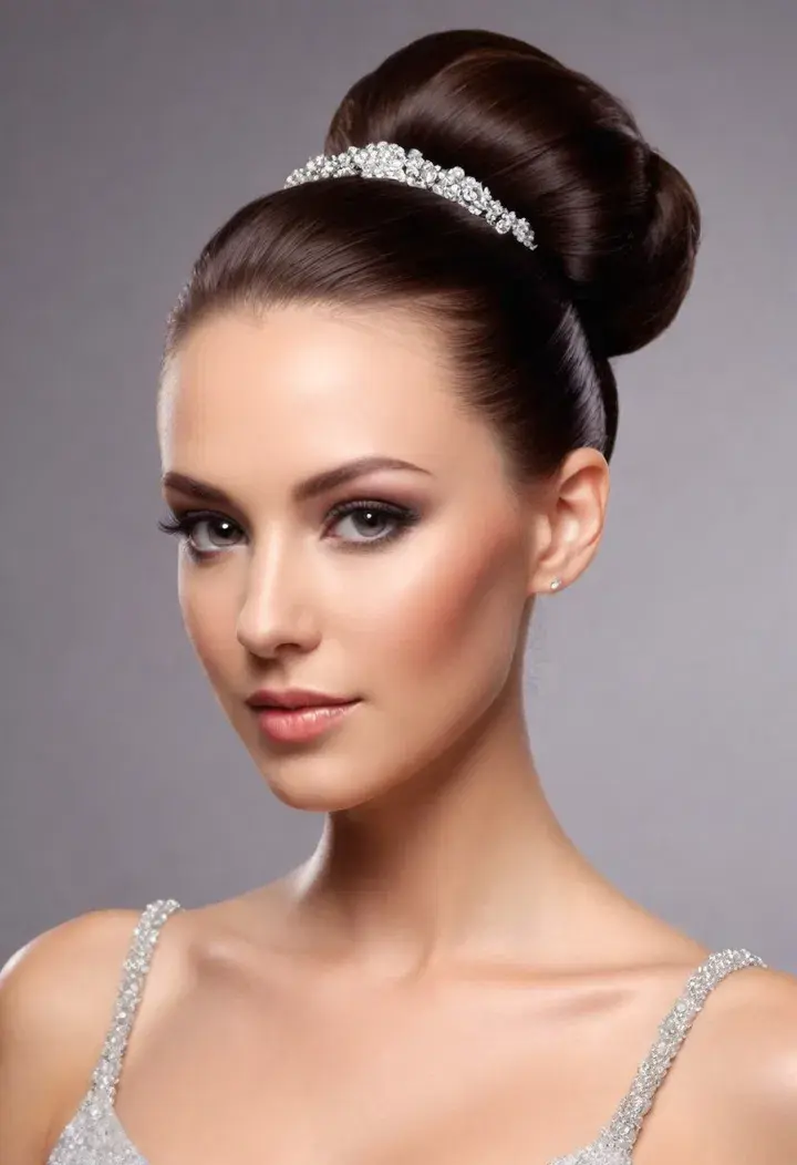 Sleek Updo hairstyle for round face