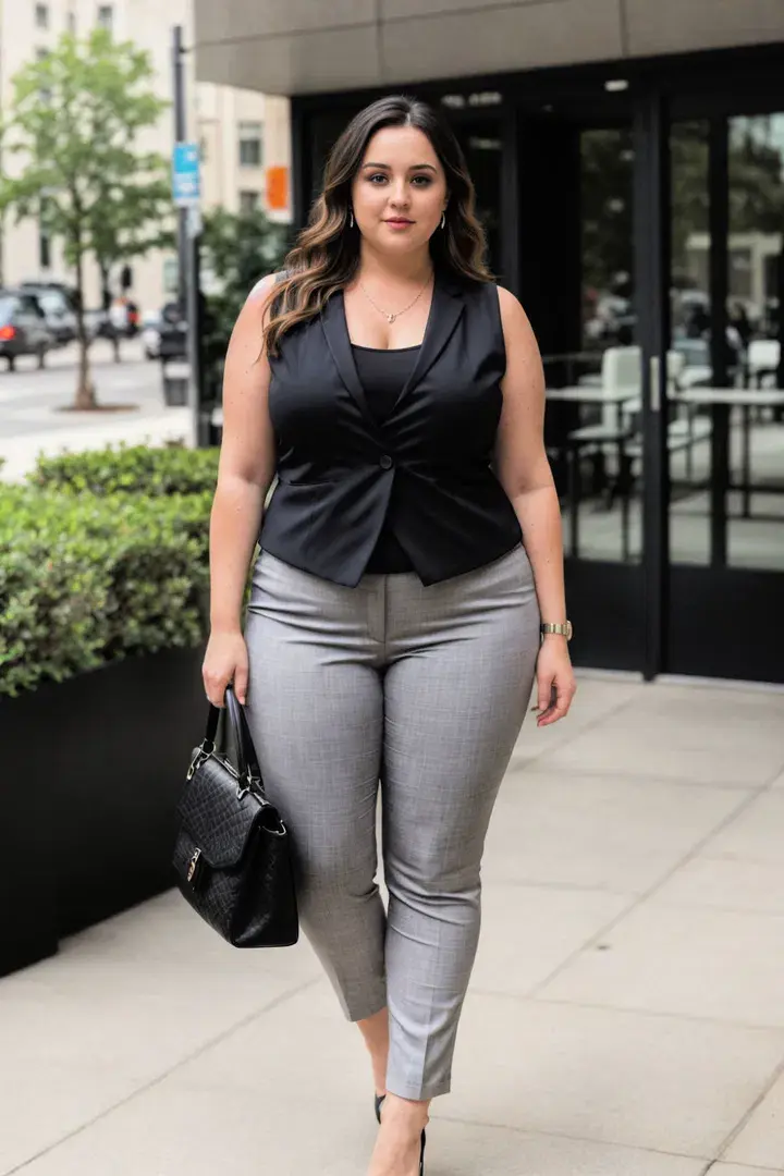 Sleeveless Vest with Slim Trousers