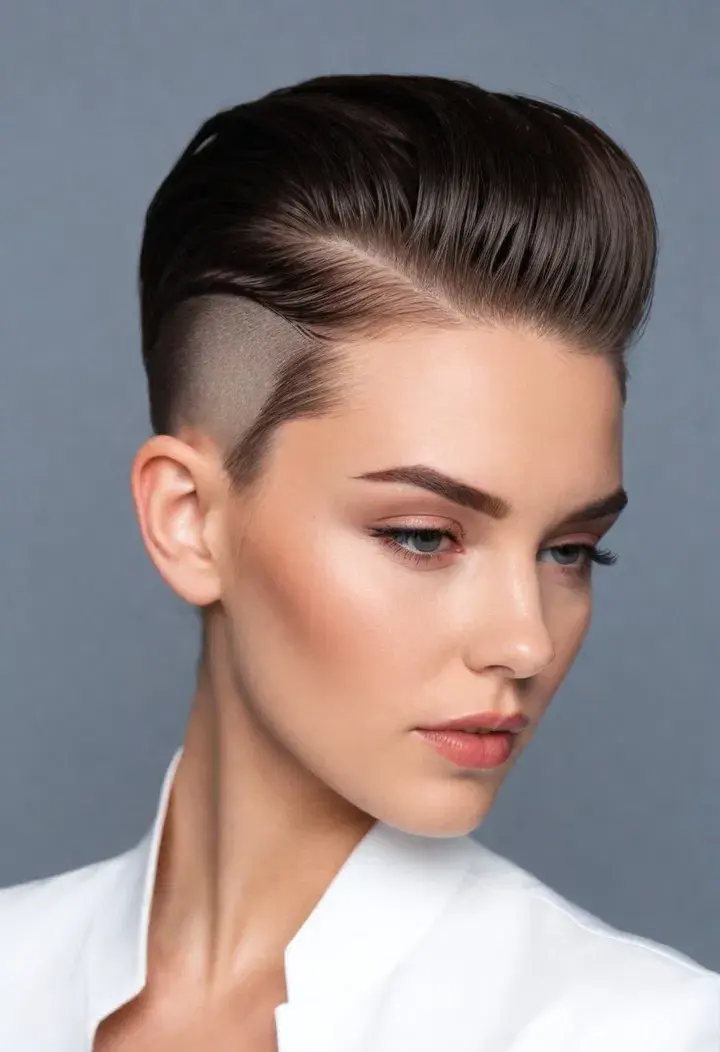 Slicked-Back Undercut Short Hairstyle For Women 