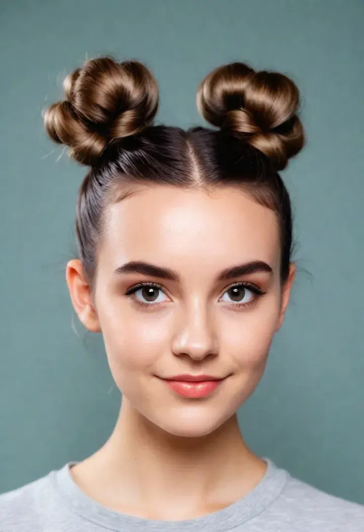 . Space Buns haircut for around face