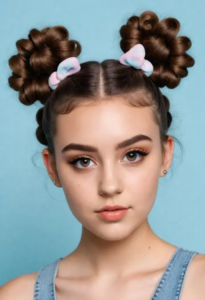 Space Buns with Curls Hairstyle