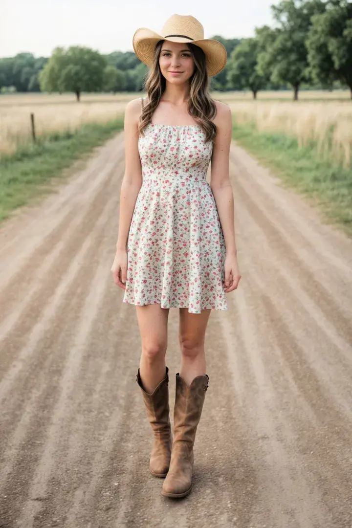  Sundress and Cowboy Boots Outfit Ideas
