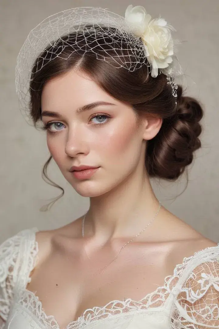  The Birdcage Veil Victorial Hairstyle