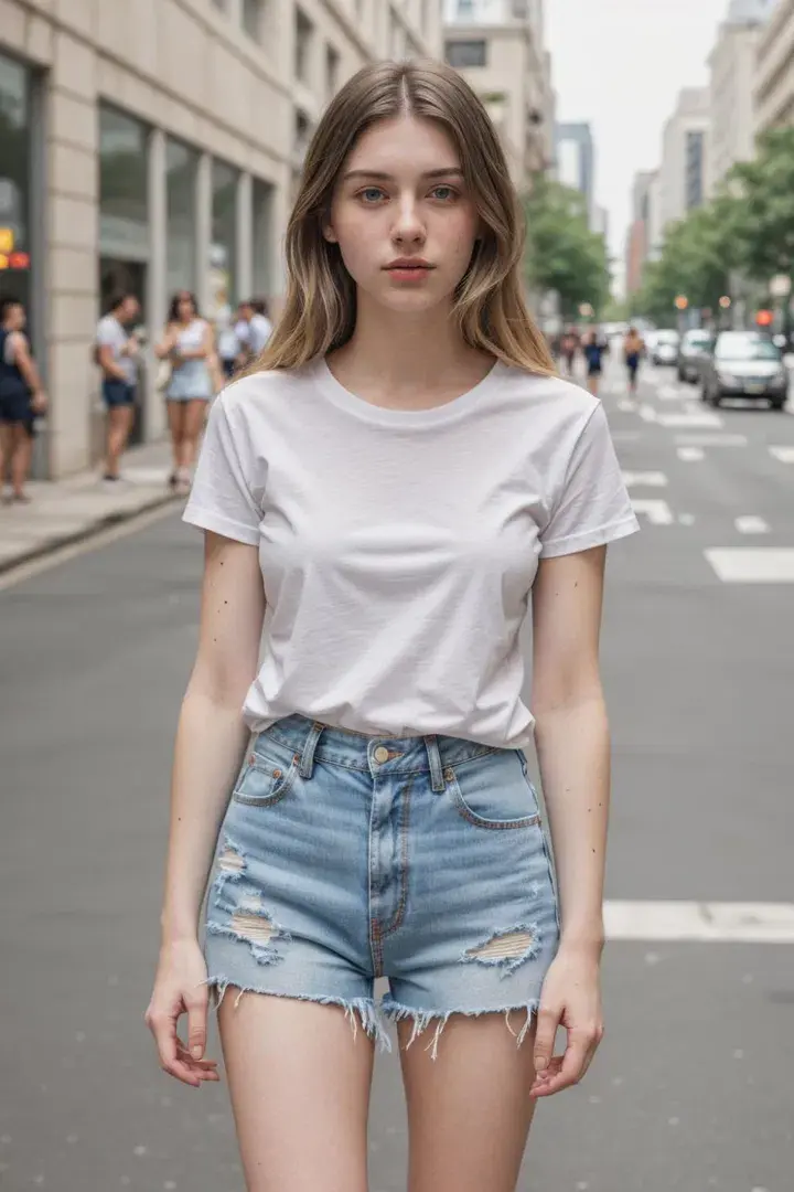  The Classic White Tee and Denim Shorts Combo