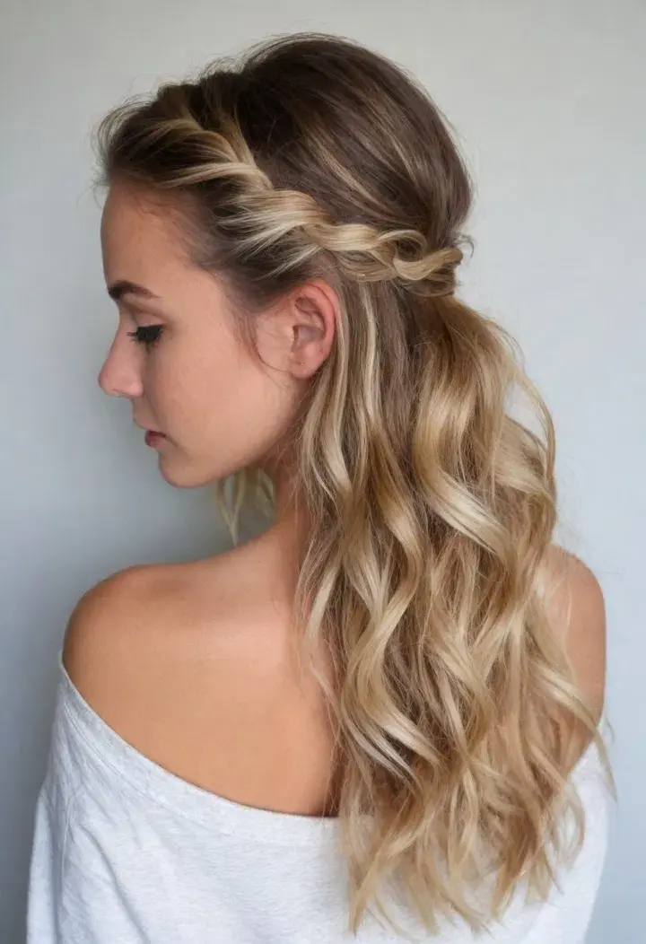 Tousled Half Up Half Down Hairstyle For Women 