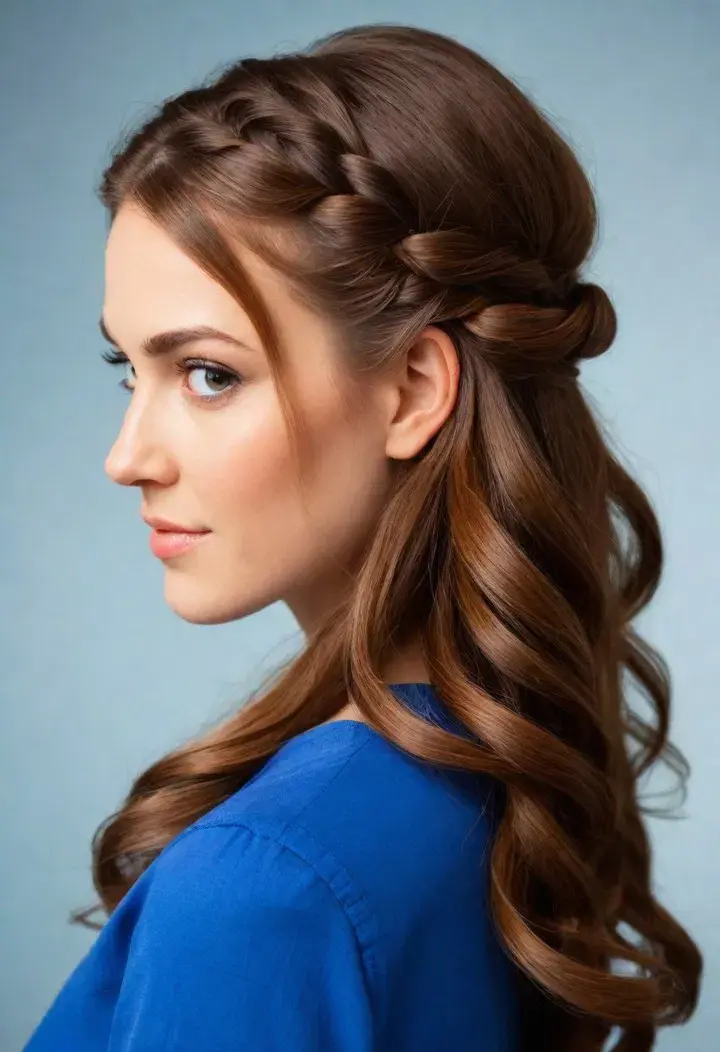 Twisted Half Up Half Down Hairstyle For Women 