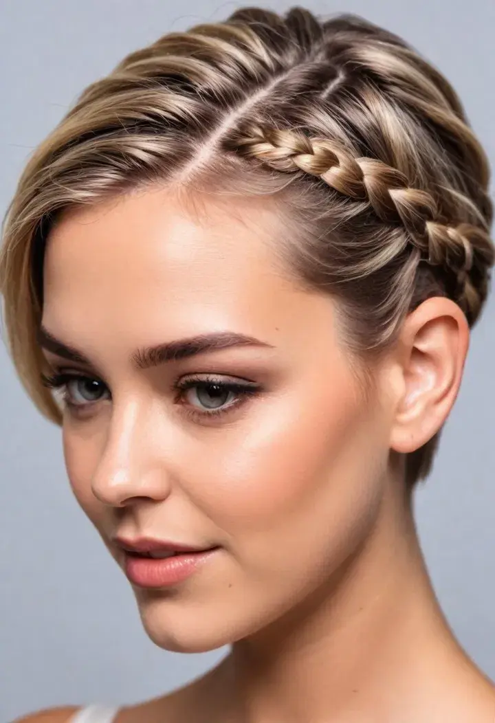 Twisted or Braided Accents Short Hairstyle For Women 
