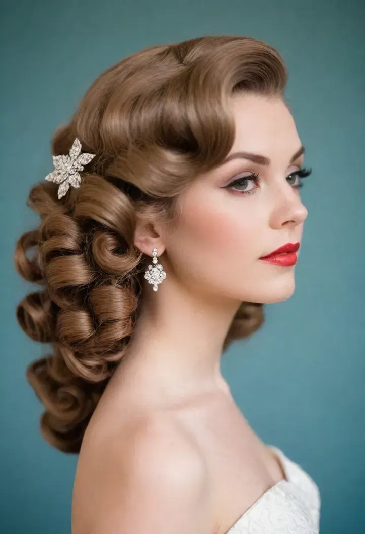 Vintage Curls Wedding Hairstyle