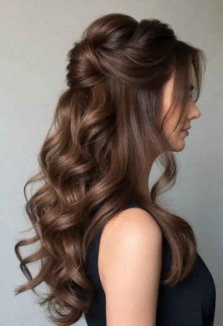 Voluminous Half Up Half Down Hairstyle For Women 