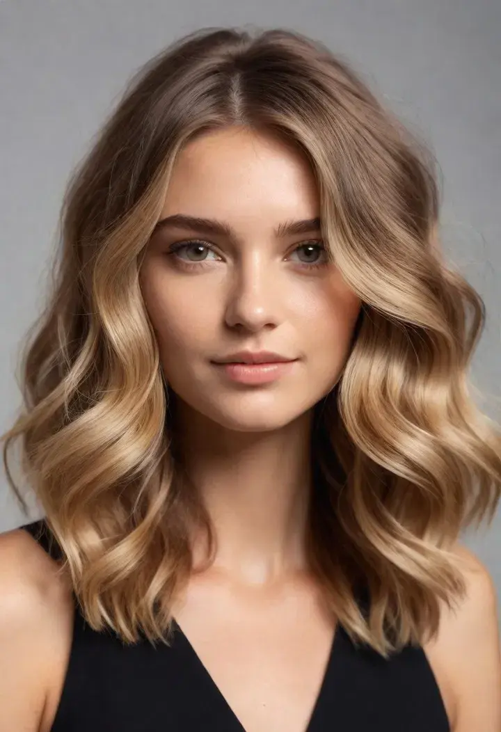 Voluminous Waves hairstyle for round face