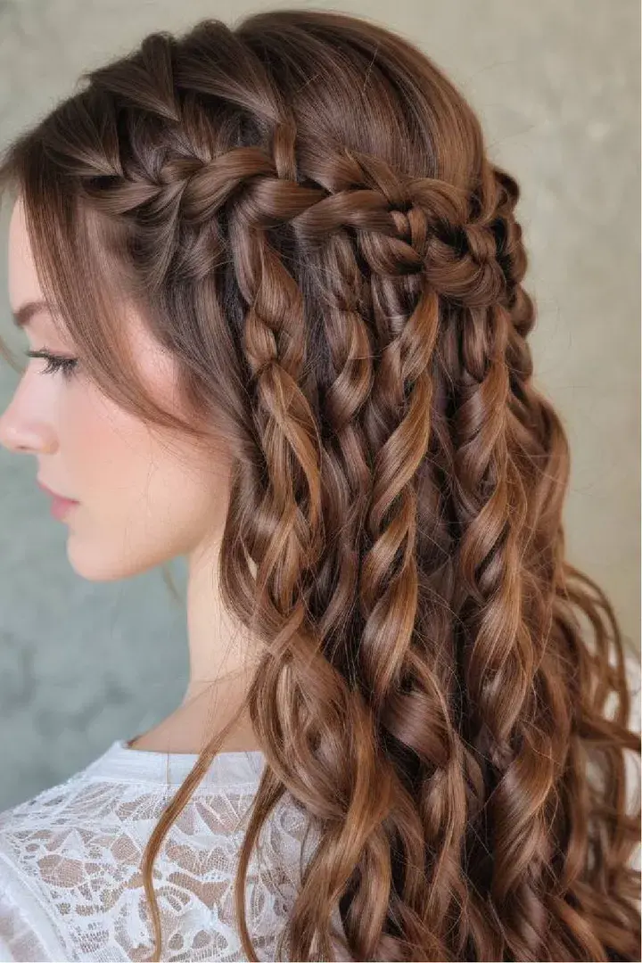 Waterfall Braids Victorial Hairstyle