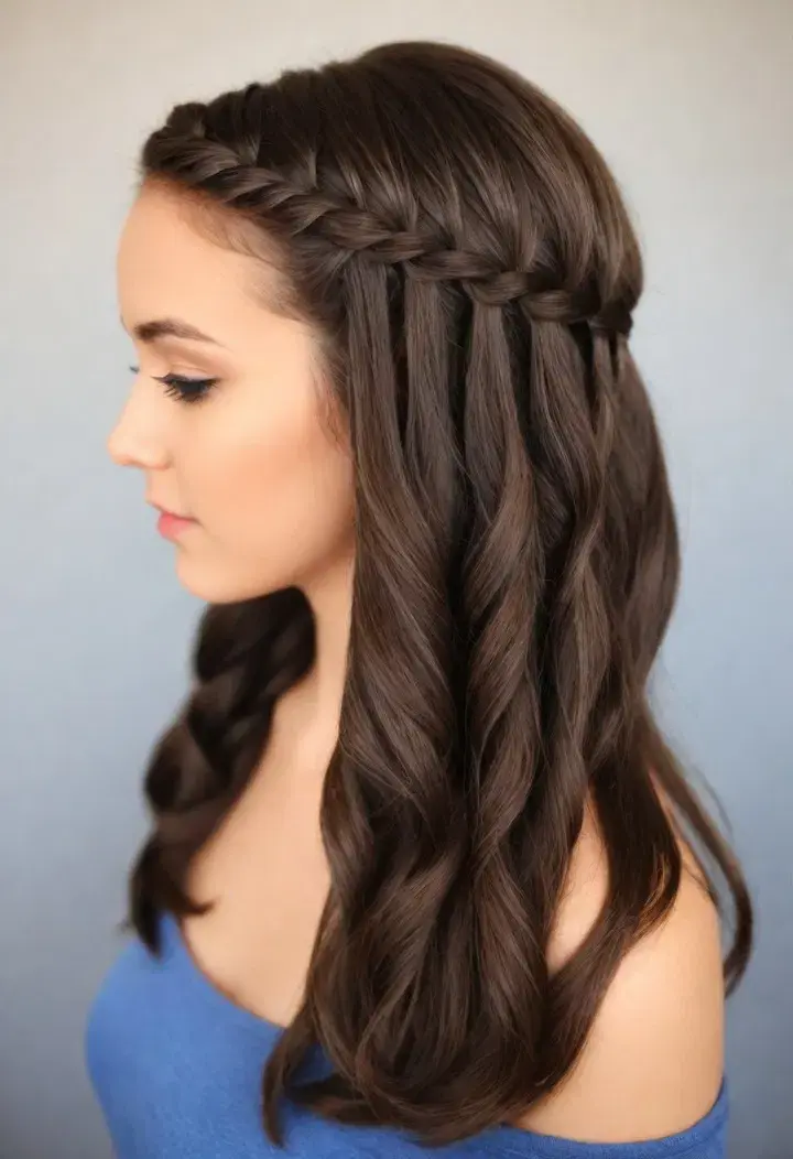  Waterfall Braids for medium length hairstyle