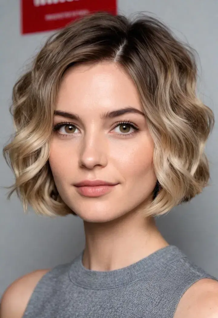 Wavy Bob Curly Hairstyle