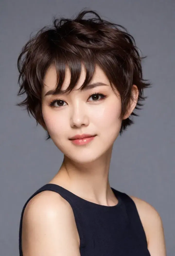 Wavy Pixie Cut Japanese hairstyle