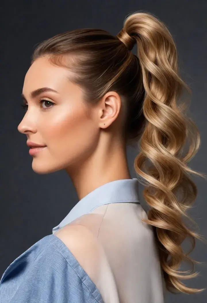  Wavy Ponytail for wavy hairstyle