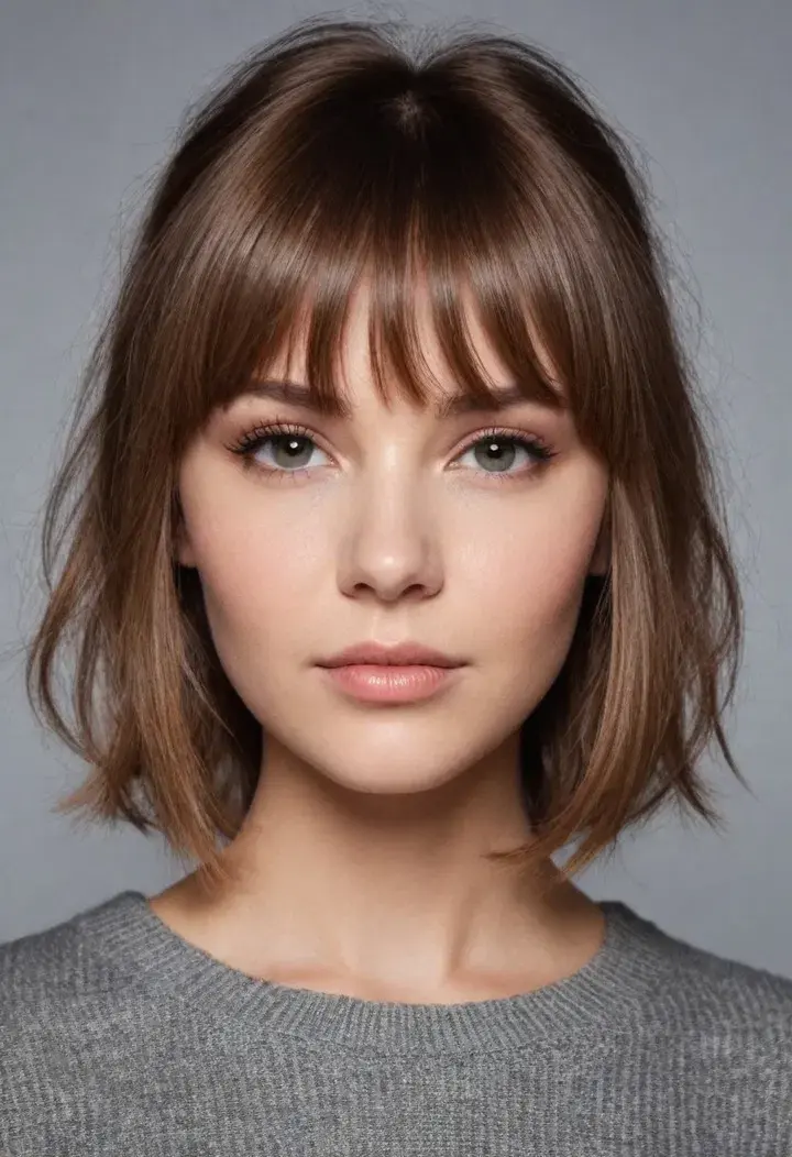 Wispy Bangs hairstyle for round face