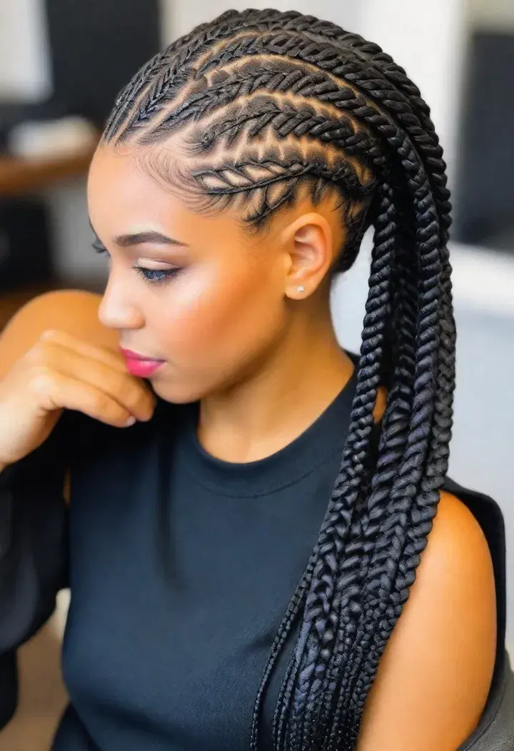  Zigzag Cornrows hairstyle for black women