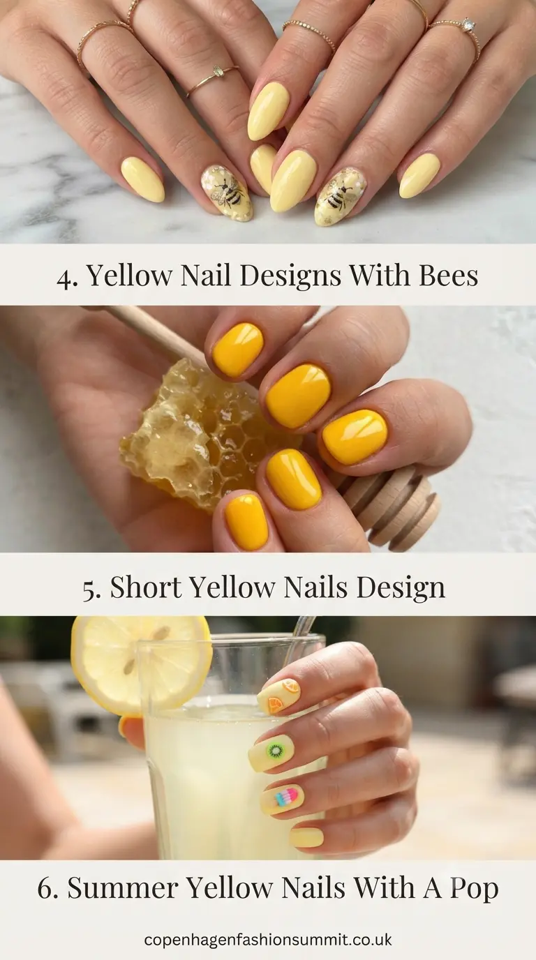 37+ Bright Yellow Nail Ideas to Brighten Up Your Summer 3 ute Yellow Nail Designs Part 2