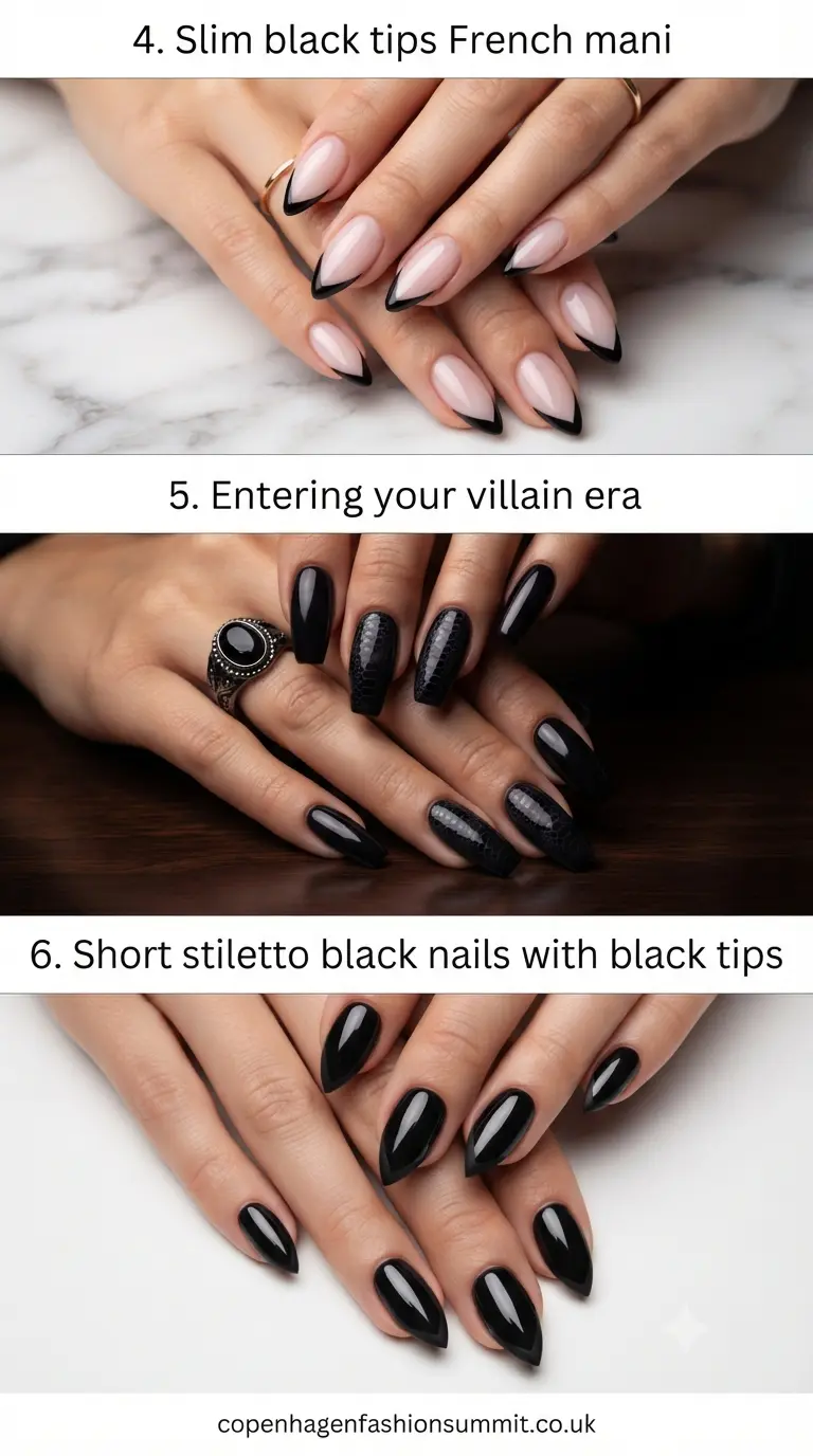 Black Nails With Black Tips PART 2