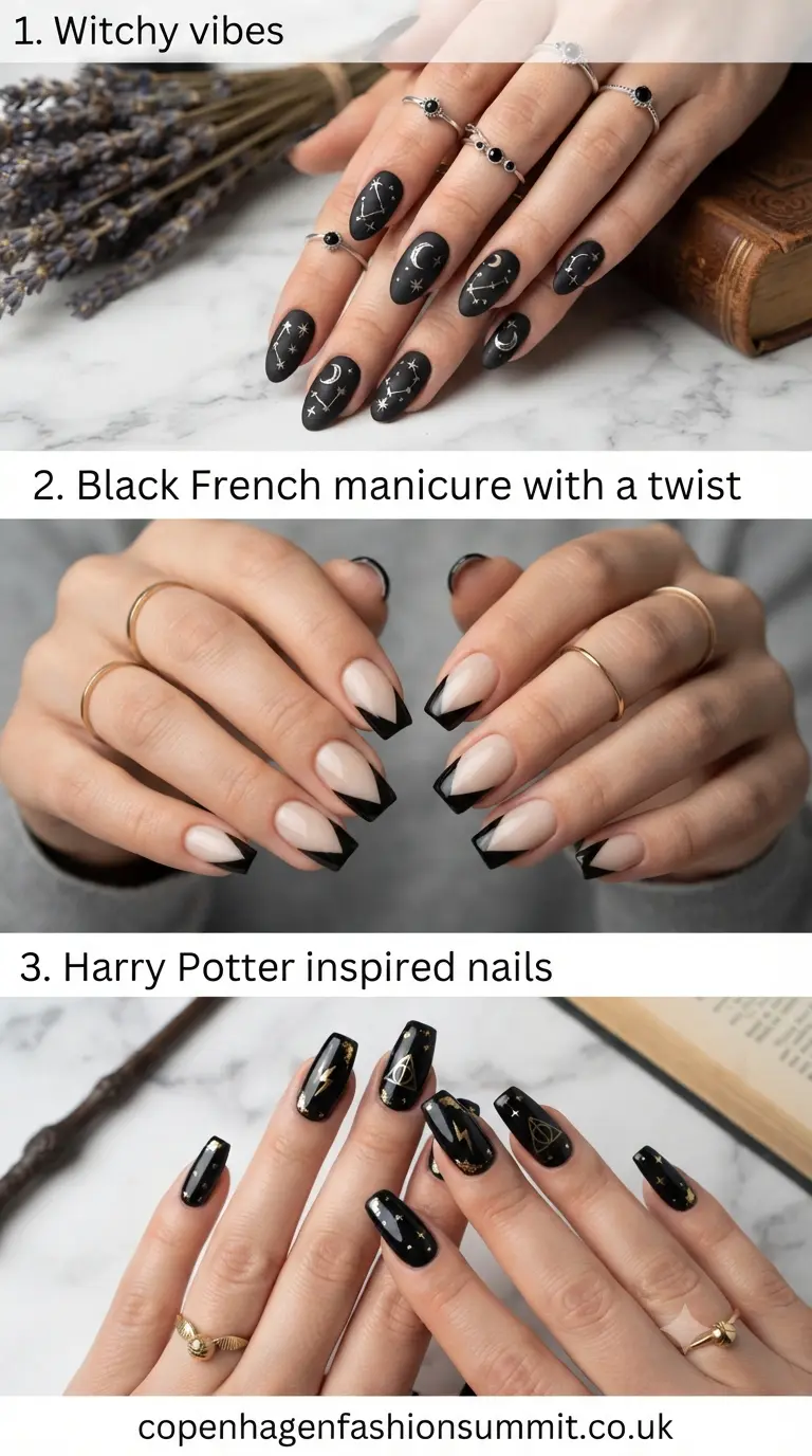 Black Nails With Black Tips Part 1