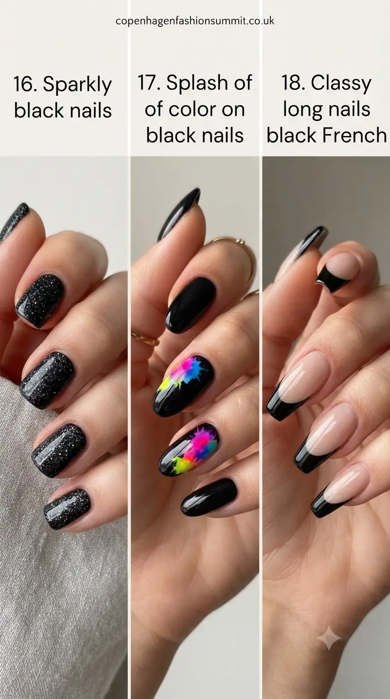  Black Nails With Black Tips part 6