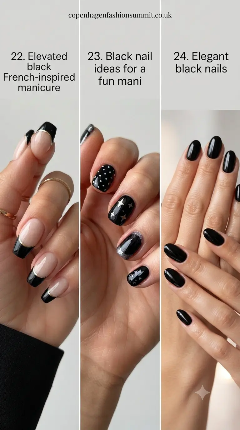  Black Nails With Black Tips part 8