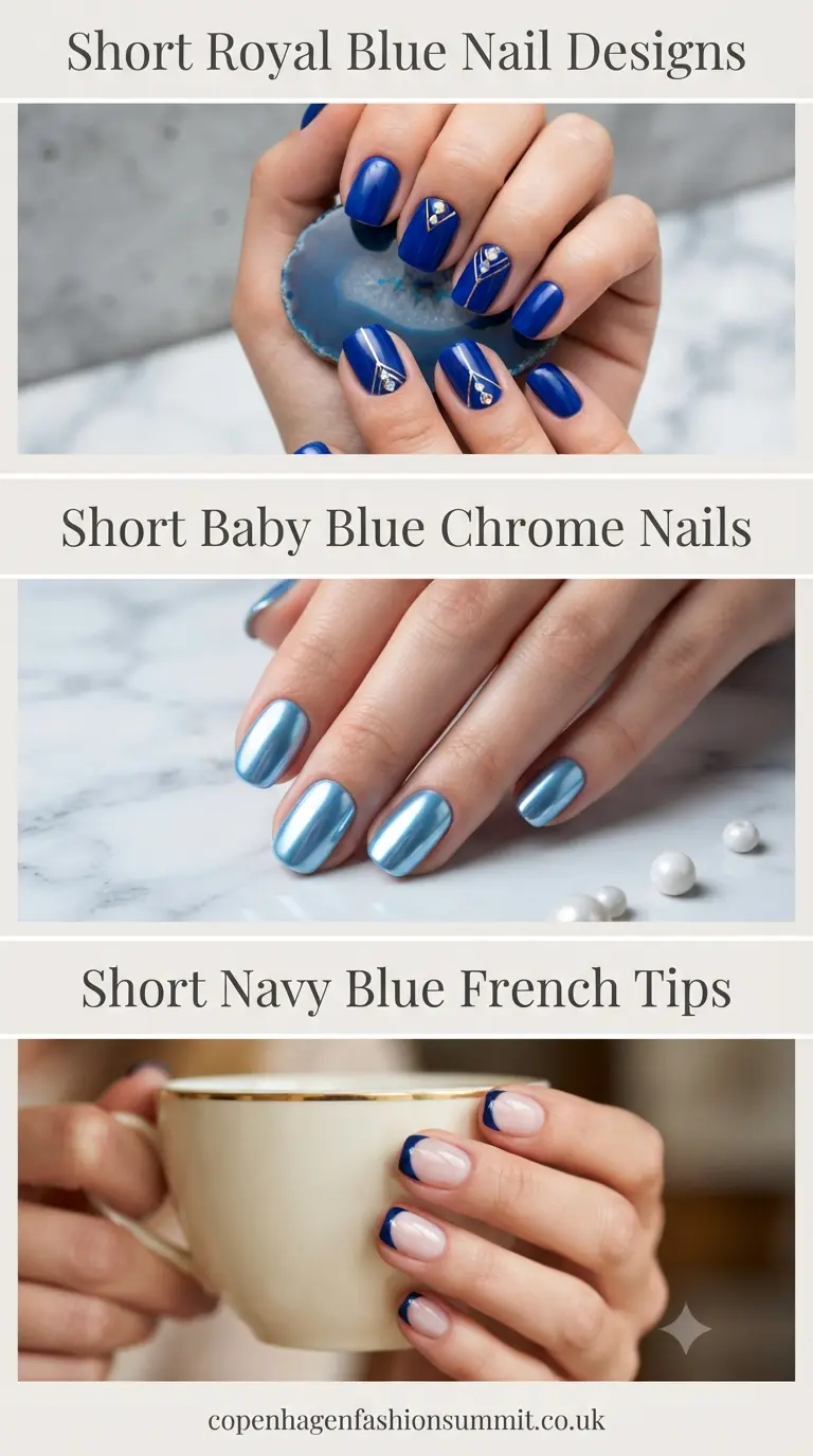Blue Nails Short on Length but Big on Style  part 1