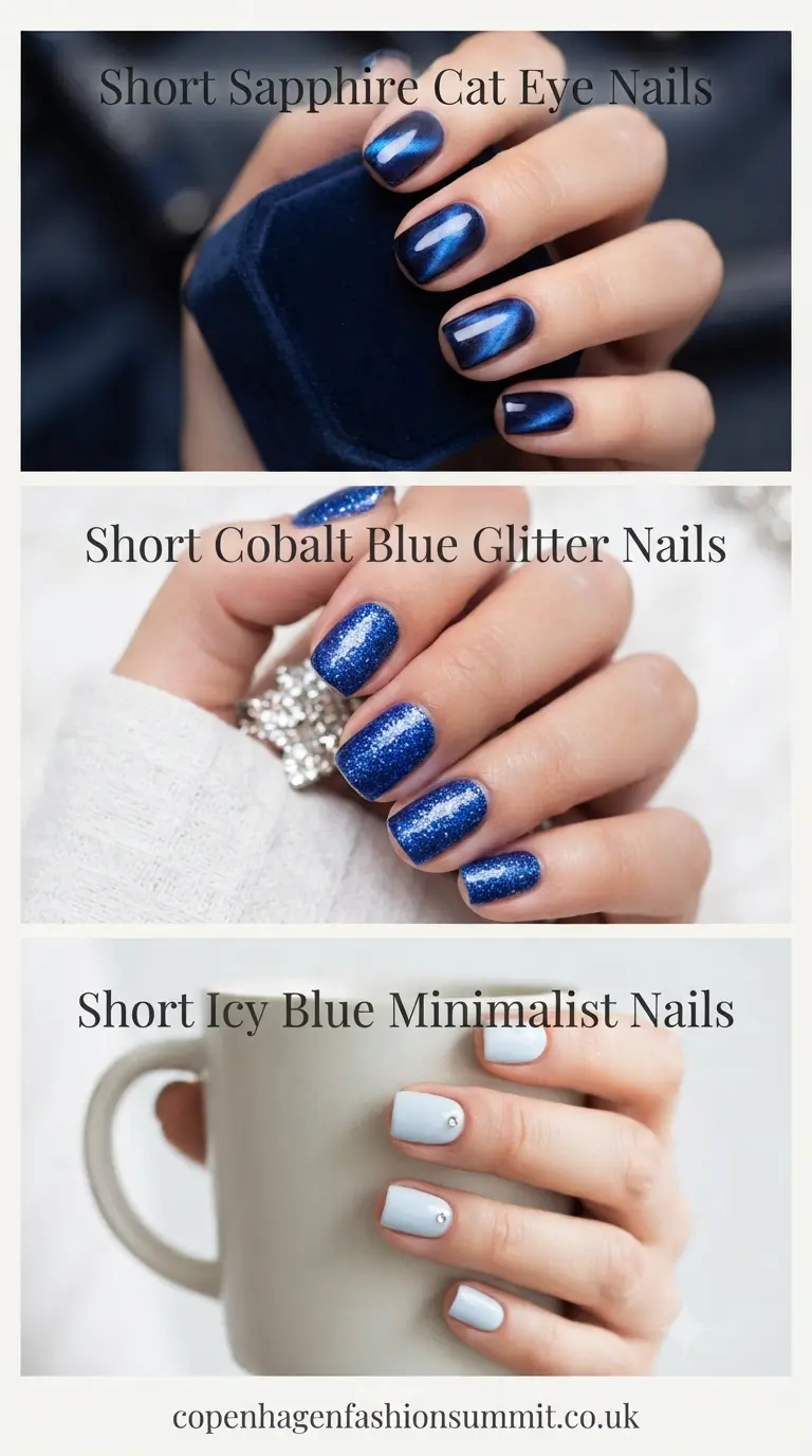 Blue Nails Short on Length but Big on Style  part 3