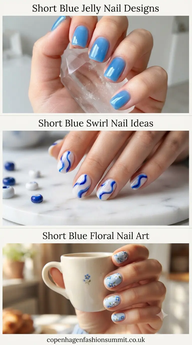 Blue Nails Short on Length but Big on Style  part 5